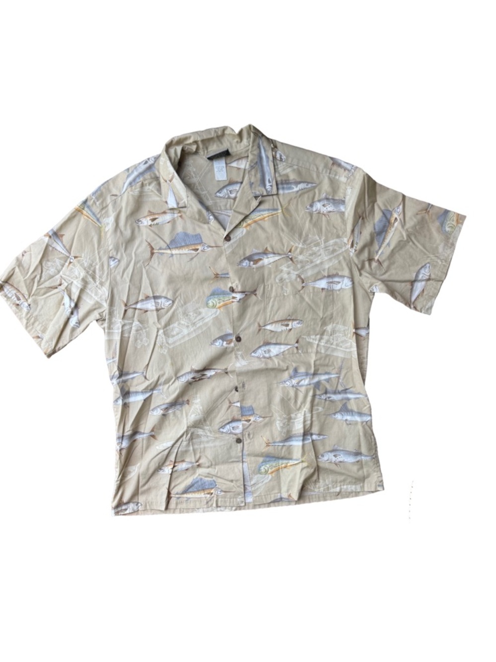 Vintage DukeBoys America Fish-Print Short Sleeve Men's Shirt